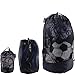 The Friendly Swede Polyester Mesh Drawstring Bag, Swim Bag, Mesh Bags Drawstring, Small Drawstring Bags, Small Mesh Bags Drawstring, Swim Bags for Swimmers, Ball Bag, Net Bag - Set of 3 Sizes - Black