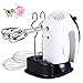 Hand Mixer Electric White 300W,SURPEER Hand Beater, Storage Base, 5 Speed Whisk Mixers Kitchen Hand Held,6 Attachments of 304 Stainless Steel-2 Wired Beaters,2 Whisks and 2 Dough Hooks.