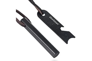 überleben Ferro Rod Fire Starter for Survival w/Multi-Tool Fire Striker, Lanyard - 3" Long, 1/2" Thick Hexagon Fire Steel, 20,000 Strikes - Waterproof Flint and Steel - Camping Fire Starter Rod