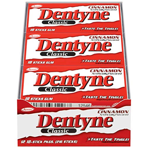 Dentyne Classic Cinnamon Chewing Gum 18 Piece Packs (12 Count, 216
