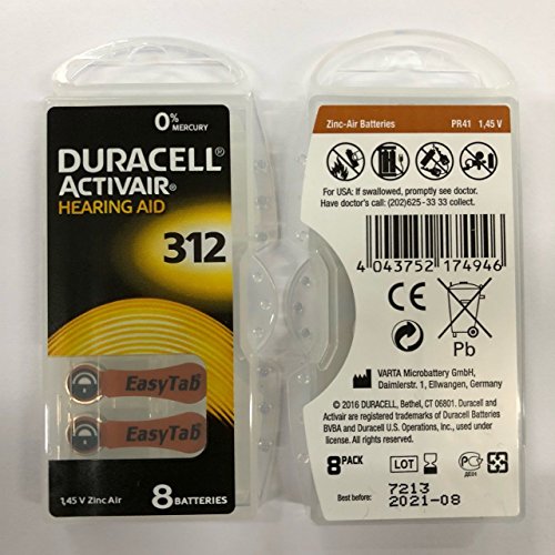 Duracell Hearing Aid Batteries Size 312 pack 40 batteries ((3.Units