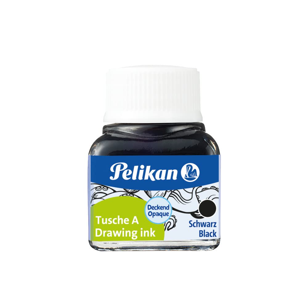 Pelikan 201665 Inchiostro China 523-17, Nero Perla, 10 ml in Vetro, Utilizzabile su Carta, Cartoncini da Disegno e Film Opacizzati 1 Litro,52310