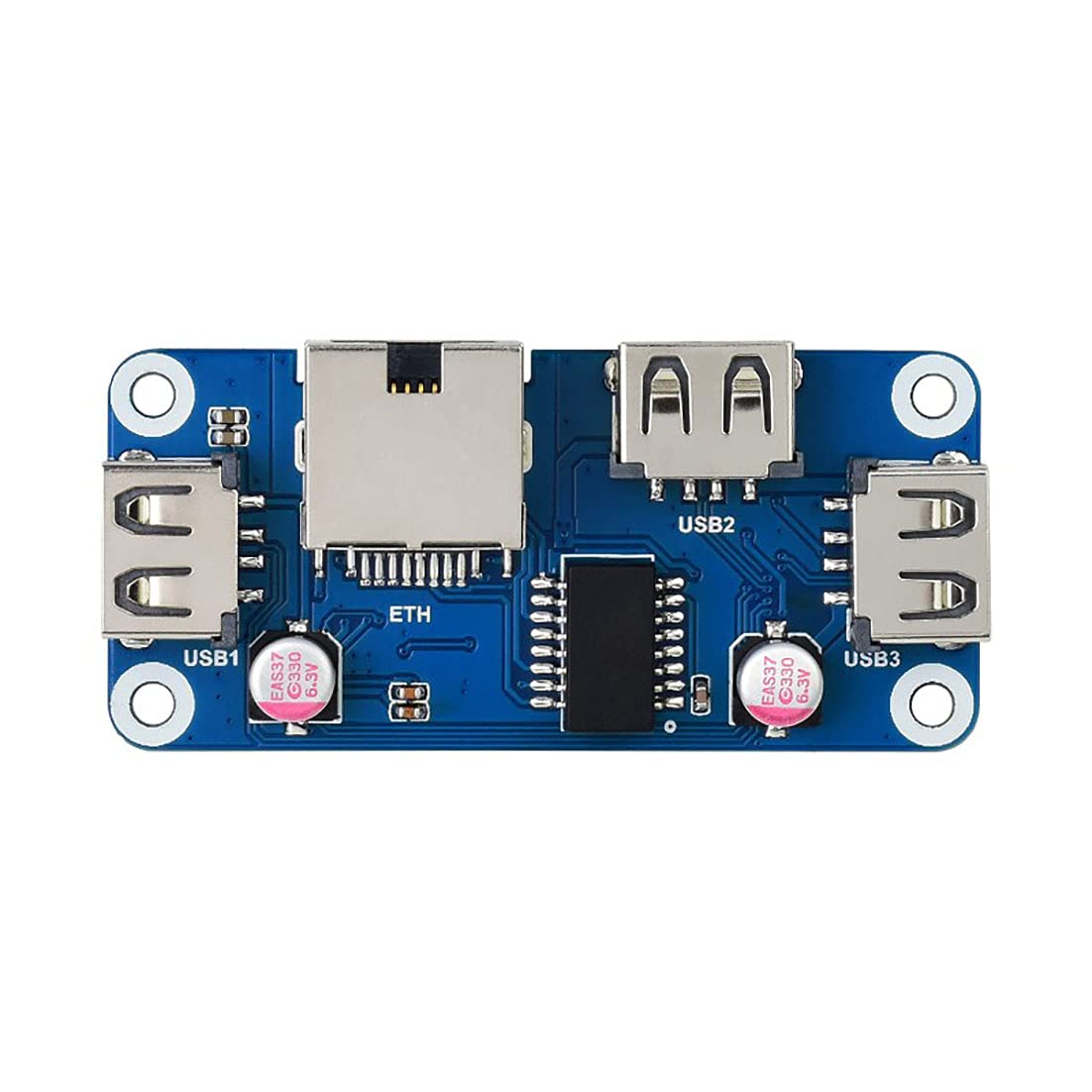 Ethernet/USB HUB HAT (B) For Raspberry Pi Series Board, With 1x RJ45 Ethernet Port, 3x USB 2.0 Ports, Plug-And-Play