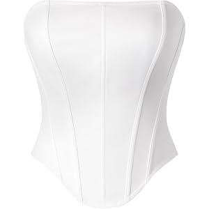 Scarlet Darkness Women's Strapless Tube Corset Bustier Lace-Up Crop Tops | Structured Seamed Boning, Slim Hourglass Figure, S