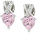 Amazon Collection Sterling Silver Pink and White Cubic Zirconia Heart Earrings