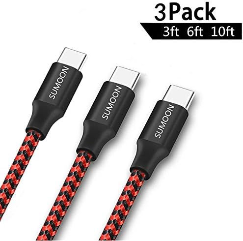 SUMOON Type C Cable, 3Pack 3ft+6ft+10ft Nylon Braided USB A to C Fast Charging Cord for Galaxy Note 8, S8, S8 Plus, Google Pixel 2 XL/ XL, Nexus 6p/5X, LG G6/G5/V20,HTC 10 and More (3ft+6ft+10ft)