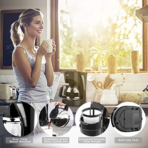 Drip Coffee Maker GEVI 4 Cup Coffee Machine Work in Silent Coffee