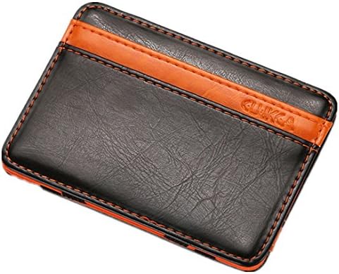 Men Wallets Vintage Boy Magic Money Clip Wallets Card Case Wallets Mini Men Purse Folio Wallet (Orange)
