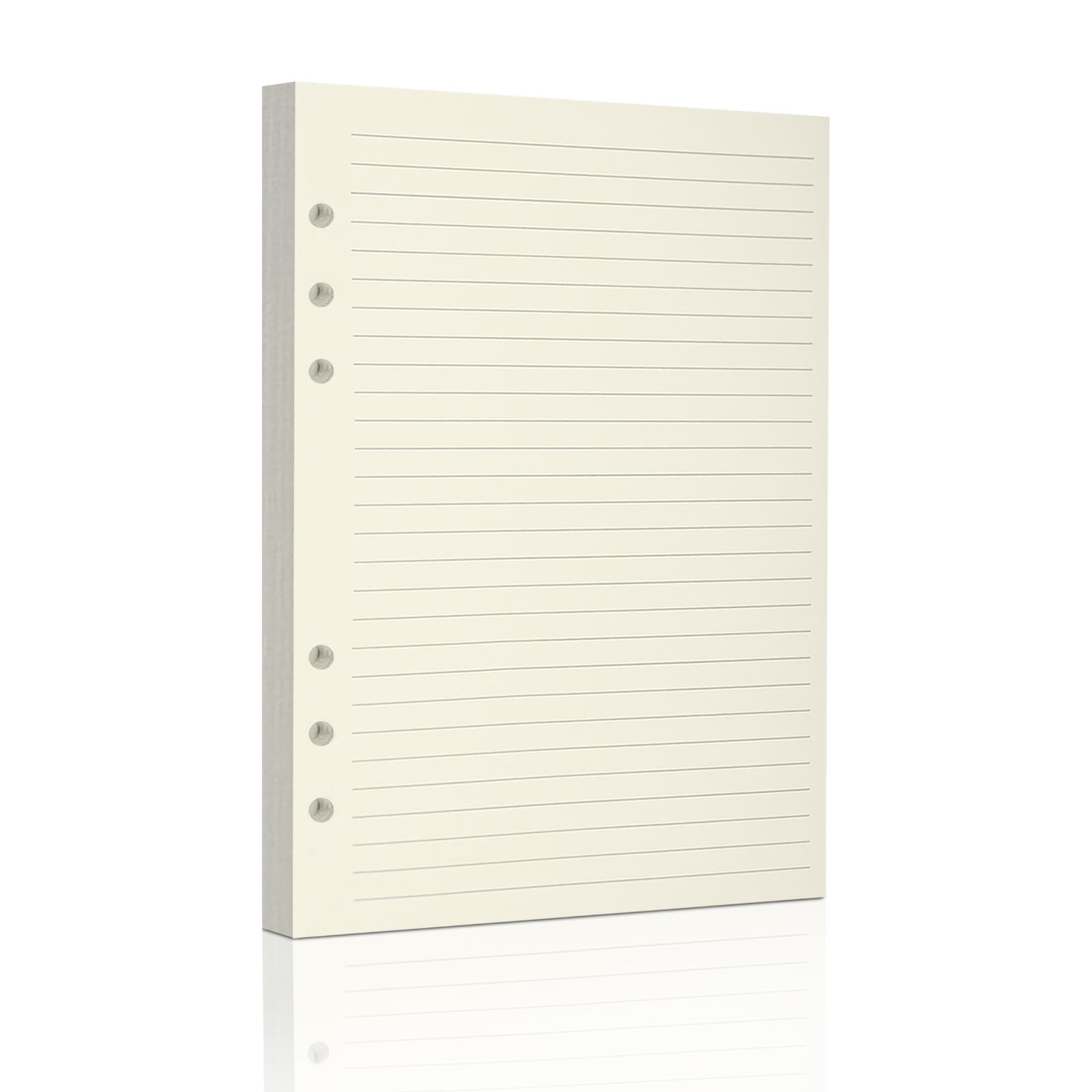 A5 Ruled Refill Paper, Loose Leaf Paper 6 Hole Notebook Refills for 6 Ring Refillable Binder Notebook Planner Diary Journals Painting -Lined Pages,80 Sheets/160 Pages (Beige Lined, A5)