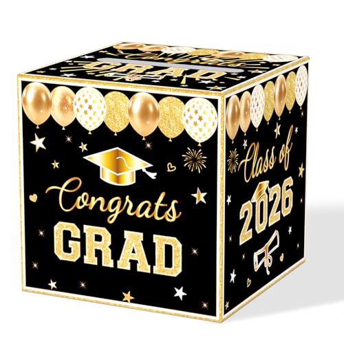 JCTHKUKU Graduation Card Box Black Gold