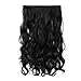 FESHFEN 20 One Piece 3/4 Full Head Clip in Hair Extensions Long Curly Wave Synthetic Hair Extensions 5 Clips Hairpieces for Women 130g(1B Off Black)