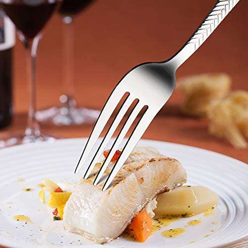 Acnusik Silverware-Set-Stainless-Steel-Flatware Heavy Duty 20 Piece Polishing Forks Knives and Spoons for Kitchen Service 4, Silver