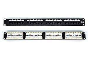 CABLESANDKITS 24 Port Cat6 110 1RU Rack Mount Punch Down Patch Panel, CAT624-110PANEL