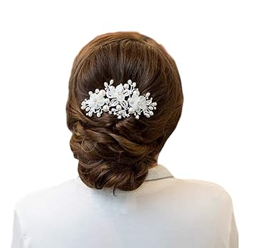 Amazon Com Sweetv Flower Wedding Hair Comb Ivory Pearl Clip