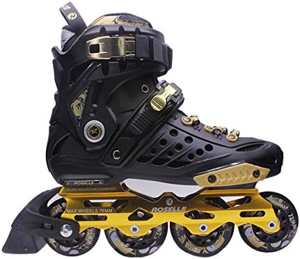 Adults Inline Skates Unisex Slalom Rollerblades Black Gold 38