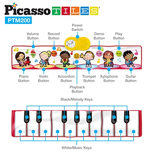 image for PicassoTiles PTM200 Portable Large Piano Keyboard Educational Music Ma