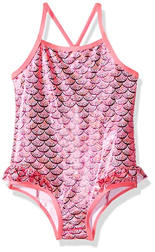 Pink Platinum Toddler Girls' Mermaid Foil 1-Piece Swimsuit, Knockout Pink, 3T
