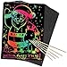 AxPower 50 Piece Rainbow Scratch Paper Art Set Magic Black Scratch Paper Scratch it Off Art Crafts Notes Sheets Cards with 5 Wooden Styluses for Easter Party Game Christmas Birthday Gift