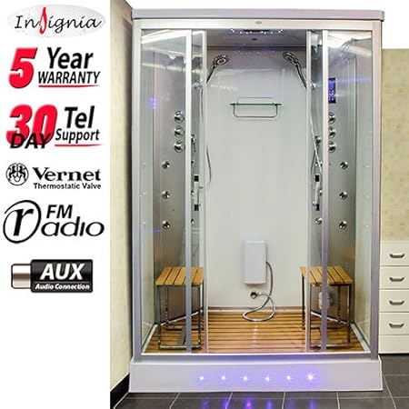 Insignia Two Person Steam Shower Cabin With White Backwalls Gt9005