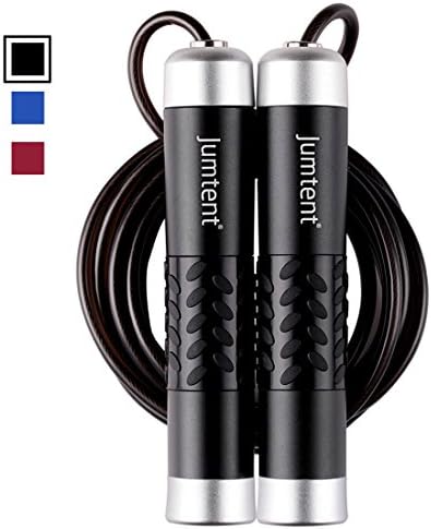 Jumtent Jump Rope with Adjustable Speed Cable &amp; Aluminum Handles - Skipping Rope for Fitness Workouts, Jumping Exercise, Skipping and Boxing (Black)