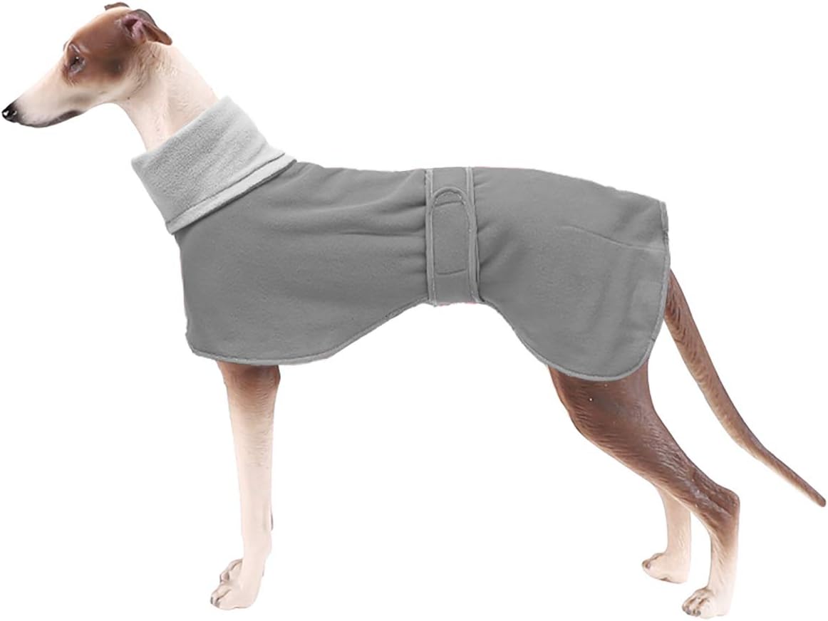 Geyecete Greyhound Cosy Fleece Jumper, Winter Coat for Greyhound Lurcher, Whippet, Salukis - Gray - S