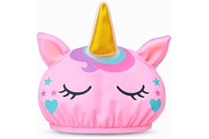 Cute Shower Cap for Kids, Kids Shower Cap for Girls, Cute Waterproof Kid Hat for Girl, Reusable - Unicorn Design