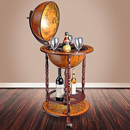 Loscato Antique World Bar Globe Liquor Cabinet Stand Drink Stand