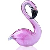 QFkris Hand Blown Glass Pink Flamingo Figurines, Art Glass Flamingo Sculpture, Souvenir Home Decor Valentines Day Gift for Women