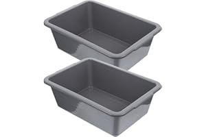 SHINYPASING 2pcs Plastic Rectangular Restaurant Bus Tubs 34x23.8x10.9cm Utility Wash Basin Storage Bins