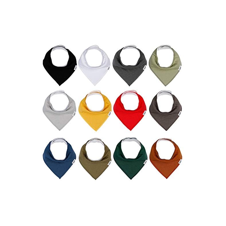 Baby Bandana Drool Bibs for Boys and Girls, Solid Colors,12 Pack Baby Bibs for Teething and Drooling, Organic Cotton…
