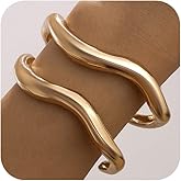 Douxsu 2Pcs Chunky Gold Silver Large Cuff Bracelets Stackable for Women, Statement Stacking Open Irregular Bangles Bracelet Minimalist Exaggerated Jewelry Gift