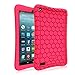 Fintie Silicone Case for All-New Amazon Fire 7 Tablet (7th Generation, 2017 Release) - [Honey Comb Upgraded Version] [Kids Friendly] Light Weight [Anti Slip] Shock Proof Protective Cover, Magenta