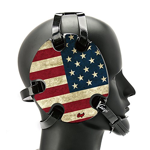 Geyi Wrestling Headgear with American Old Flag Decals (Black)