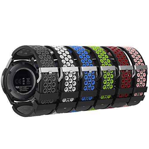 Timovo gear s3 watch strap, [6pcs] perforated silicone …