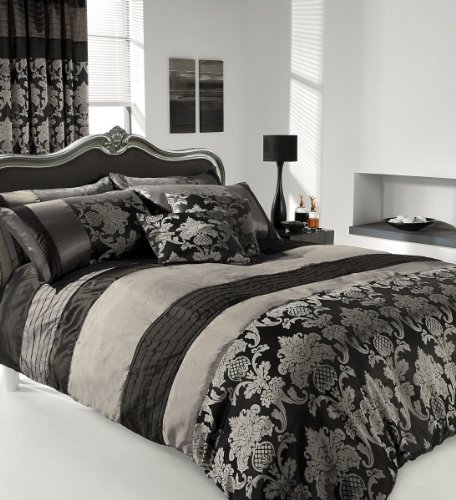 Apachi Curtains Set 66x72 Drop Black Silver Amazon Co Uk