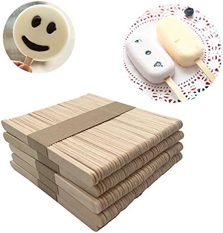 XIAOYU 250 Pack Natural Wooden Ice Cream Sticks Treat Sticks Freezer Pop Sticks, 4.5 Inches Length Wooden Sticks for Ice Cream Bars (250pack)