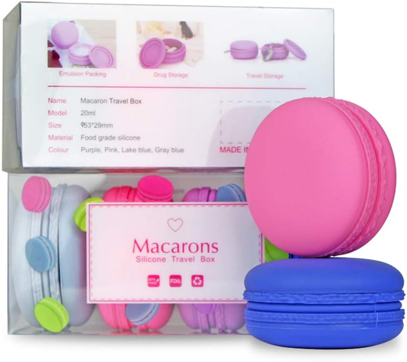 Songlela Silicone Travel Cosmetic Containers with Leakproof Inner Lid, Multifunction Toiletry Jars for Cream Gel Paste Makeup Hair Pomade, Great for Travel, Camping and Outdoors, 4 Pieces (20 ml)