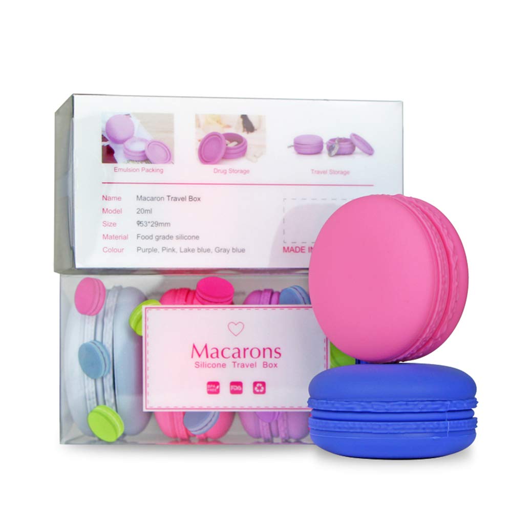 Songlela Silicone Travel Cosmetic Containers with Leakproof Inner Lid, Multifunction Toiletry Jars for Cream Gel Paste Makeup Hair Pomade, Great for Travel, Camping and Outdoors, 4 Pieces (20 ml)