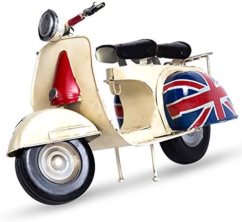 Mydears Mini Pedal Motorcycle Model Roman Holiday Metal Antique Crafts Handicraft Vintage Office Decoration Iron Moto Car Ornament Collectible Art (White)