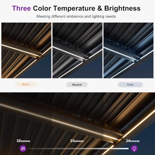 PURPLE LEAF 10x12 Louvered Pergola Review: Adjustable Aluminum Shelter With LED Lights image 26