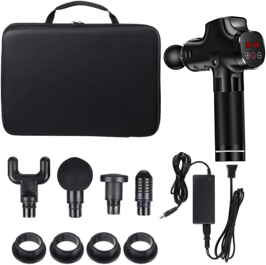 Strong Massage Gun, Cordless Handheld Deep Tissue Muscle Massage Gun 20 Adjustable Speed with 4 Heads, Professional Personal Portable Massage Device for Muscle Tension Relieves,Black