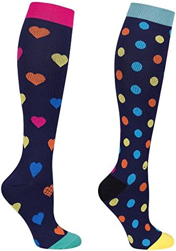 Compression Socks 20-25mmHg(2pk) for Women Best Stockings for Nurse, Comfortable for Long Shift, Best for Anti Fatigue and Swelling, Cute Nursing Leggings Tights