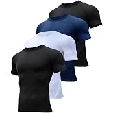 HOPLYNN 4/5 Pack Men's Workout Compression Shirts Long/Short Sleeve Shirts | Cool Dry, Rash Guard, Stretchable, Gym, Athletic, Running, Cycling, Sports, Base Layer Undershirt, T-Shirt Tops