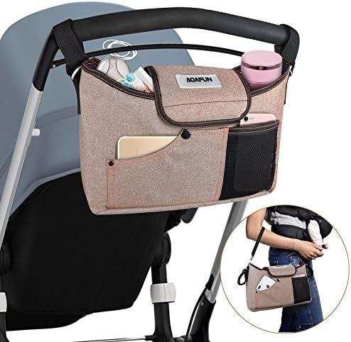 Aoafun Stroller Organizer Bag with Removable Mesh Bag and Removable Diaper Changing Mat, Extra Storage Space for Organize the Baby Accessories and Your Phones.