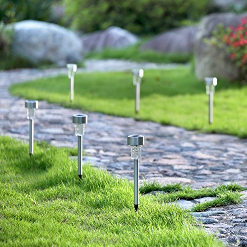image for Twinkle Star 12 Pcs Solar Pathway Lights Stainless Steel Solar Garden 