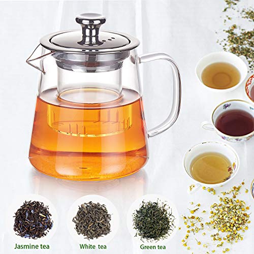 Glass Teapot 350 ml Teapot for One Person with Clear Glass Infuser