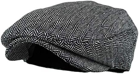 Men's Classic Herringbone Tweed Wool Blend Newsboy Ivy Hat