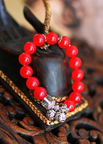 925 Thai silver retro small bell red agate bracelet female models transport blessing 10mm hand string