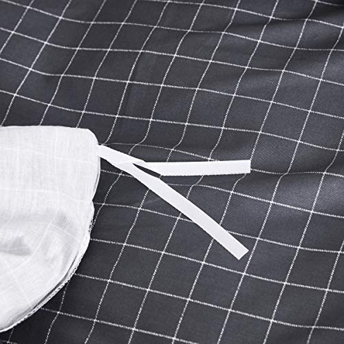 OAITE Duvet Cover Set, 100% Cotton Duvet Cover, Ultra Soft and Easy Care, Bedding Queen Size Set, 3-Piece Duvet Cover Set Includes 2 Pillow Shams (Black-White, Queen)