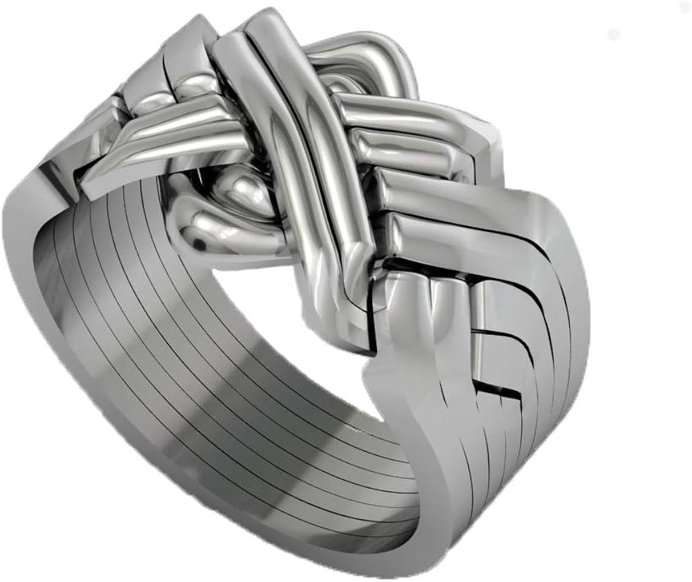 8 Band Handmade Puzzle ring 925 Sterling Silver interlocking Knott Ring Women Men ring Gift for